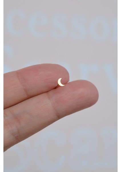 Mini Ay 316 L Çelik Hızma Gold Renk Hilal Ay