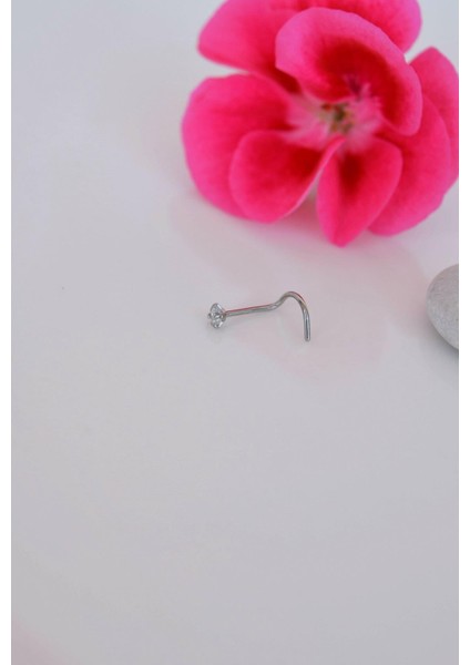 316 L Çelik 2 mm Tektaş Hızma Arkası Kıvrımlı Düşmeyen Burun Piercingi modelleri