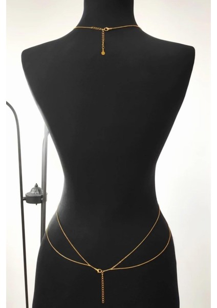 Çelik Ince Zincir Vücut Kolyesi Body Chain Çelik Vücut Zinciri Gold Renk fırsatları