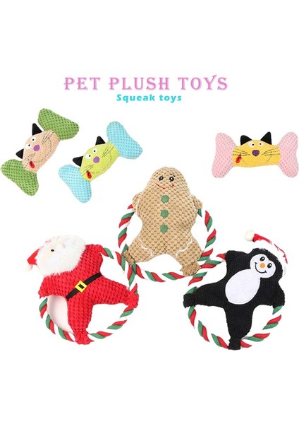 Mavi Kedi Stili Küçük Orta Boy Köpekler Için Noel Köpek Squeak Oyuncakları Noel Baba Zencefil Adam Penguen Çiğneme Oyuncakları Etkileşimli Diş Molar Oyuncak Pet Malzemeleri (Yurt Dışından)