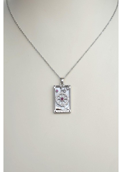 Çelik Kader Şans Kolye Tarot Kolye Şans Sembolü Gümüş Renk fırsatları