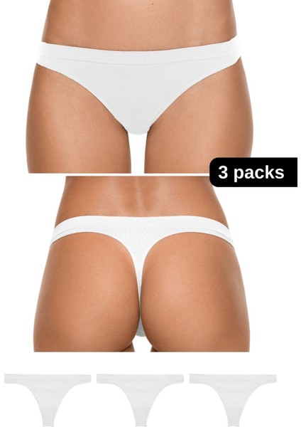 Mikro Fiber Kadın Tanga 3'lü Özel Paket - Siyah, Beyaz, Ten | S/m, L/xl