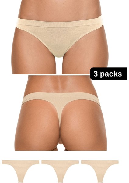 Mikro Fiber Kadın Tanga 3'lü Özel Paket - Siyah, Beyaz, Ten | S/m, L/xl