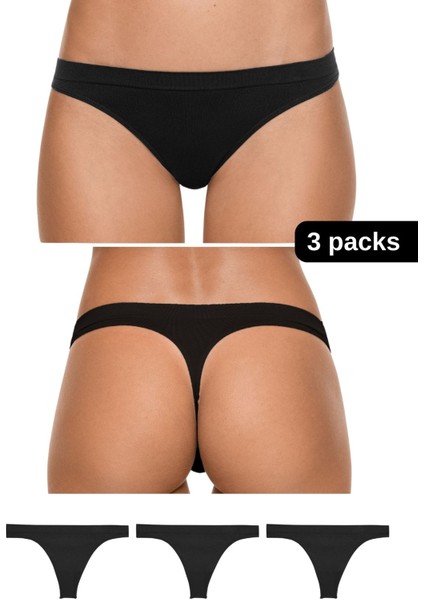 Mikro Fiber Kadın Tanga 3'lü Özel Paket - Siyah, Beyaz, Ten | S/m, L/xl