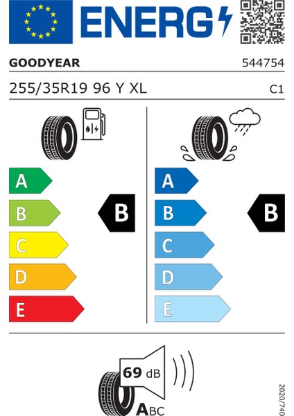 255/35 R19 96Y Xl Eagle F1 Asymmetric 3 Rof * Fp Oto Yaz Lastiği (Üretim Yılı: 2024)
