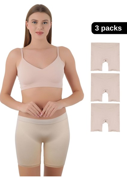 Mikro Fiber Kadın Uzun Boxer 3'lü Özel Paket - Siyah, Beyaz, Ten | S/m, L/xl