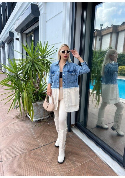 Saç Örgü Detaylı Triko Denim Ceket fırsatları
