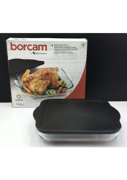 59024 Borcam Siyah Kapaklı Fırın Tepsisi 28X28CM