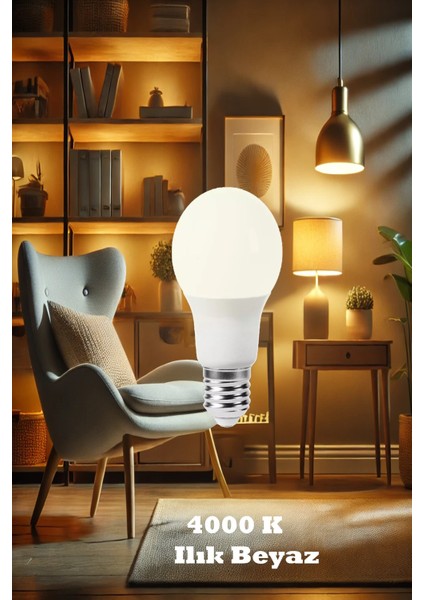 4000 K E 27 LED Ampul Ilık Beyaz 9 W Yüksek Kalite Göz Yormayan Ampul