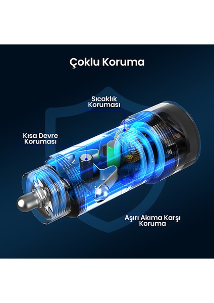 GAR116 Qc3.0 Alüminyum Güvenlik Çekici Araç Şarj Aleti - 18W Hızlı Şarj - Çift Fonksiyonlu USB Şarj ve Güvenlik Çekici - Siyah fırsatları