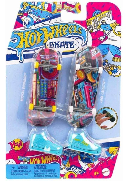 Nessiworld HXL17 Hot Wheels Skate Retro Temalı Ikili Parmak Kaykay ve Ayakkabı Paketi