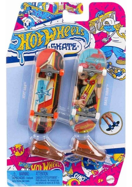 Nessiworld HXL17 Hot Wheels Skate Retro Temalı Ikili Parmak Kaykay ve Ayakkabı Paketi