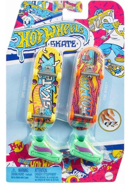 Nessiworld HXL17 Hot Wheels Skate Retro Temalı Ikili Parmak Kaykay ve Ayakkabı Paketi