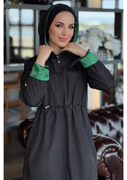 Kadın Tesettür Kapüşonlu Bel Lastikli Trençkot P-00005911 fiyatları