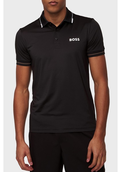 Streç Logo Baskılı Regular Fit Düğmeli Polo Yaka T Shirt Erkek Polo Yaka T Shirt 50506203 001