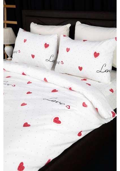 Royal Love Lastikli Çarşaflı Çift Kişilik Nevresim Takımı - Beyaz modelleri