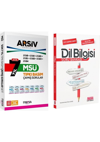 MSÜ Son 7 Yıl Arşiv Serisi Tıpkı Basım Çıkmış Sorular ve AKM Dil Bilgisi Soru Bankası Seti