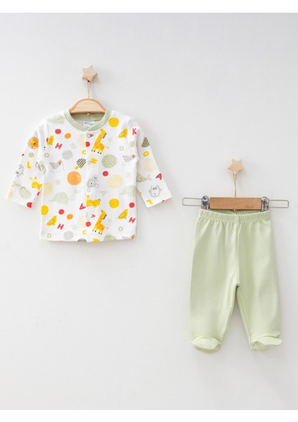 Hayvanlar Desenli Patikli Pijama Takımı 2410