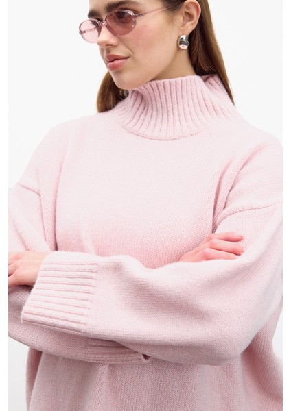 Oversıze Yumuşak Kazak Pembe