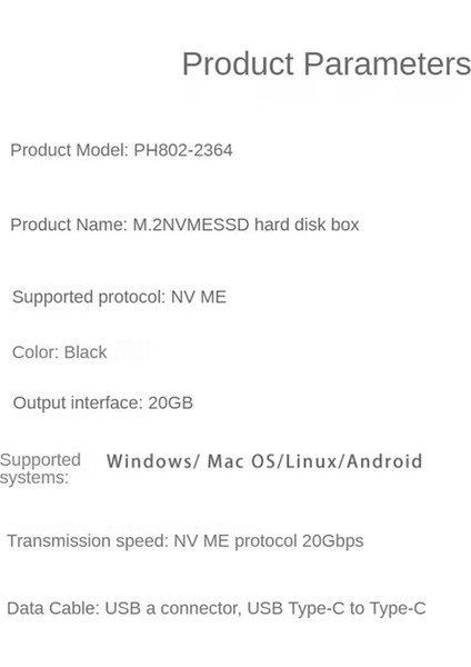 M.2 Nvme SSD Muhafazası 20GBPS USB 3.0 Tip C Pcıe Harici Kasa Usb3 M2 Depolama Kutusu Kapağı Katı Hal Sabit Sürücü Disk, B (Yurt Dışından)