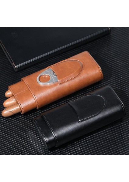 Puro Kılıfı Üç Parmak Taşınabilir Nemlendirici Pu Deri Kutu, Siyah (Yurt Dışından) indirimleri