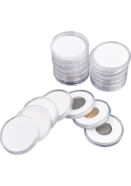 60 Adet 46MM Madeni Para Kutuları Kapsül Tutucu Uygulanmış Şeffaf Plastik Yuvarlak Saklama Kutusu (Yurt Dışından)