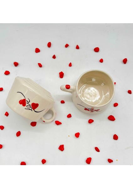 Betty El Yapımı Love Desenli Fincan 190 Ml - ( 2 Adet)