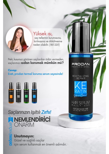 Keratin Fön Suyu Isı Koruyucu & Şaç Serumu Parlaklık Verici Etki 2'li Saç Bakım Seti 400ml + 100 ml modelleri