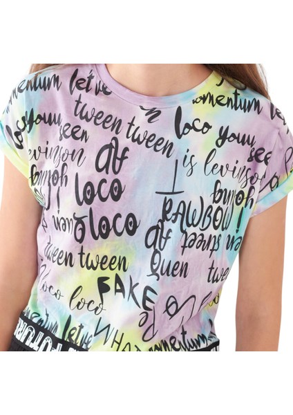 Kız Çocuk Future Yazı Desenli Crop Model Tişört Zincir Detaylı Lila Renk Şortlu Takım 2827 fırsatları