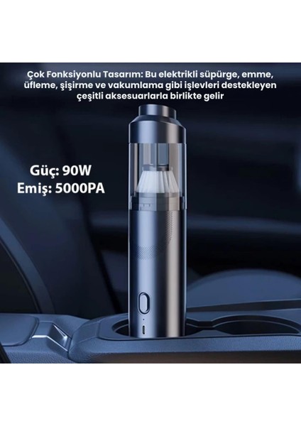 90W 5000PA 3600MAH Uzun Şarjlı El Tipi Süpürge, Araç Süpürgesi, Vakum,üfleme Özellikli Süpürge