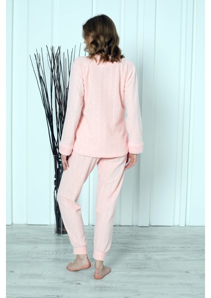 Fwn 04-3301 Peluş Welsoft Polar Kışlık Yumoş Geyikli Kadın Pijama Takımı