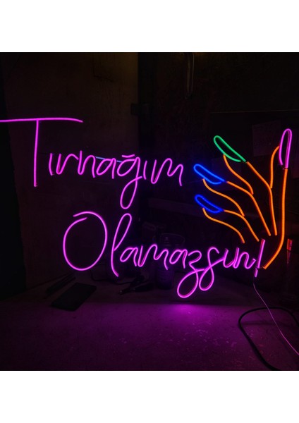 Cizgineon Tırnağım Olamazsın Işıklı Neon LED Duvar Dekarasyon