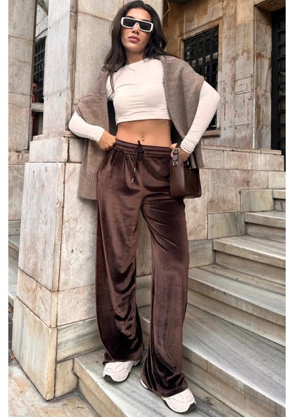 Kahverengi Bol Paça Kadife Pantolon MG2283 fiyatları