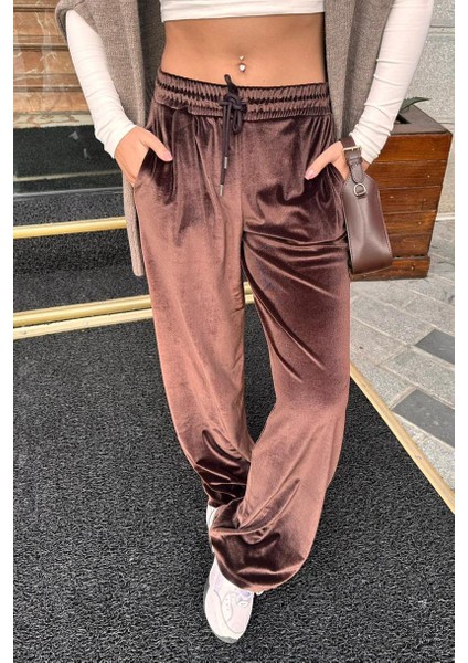 Kahverengi Bol Paça Kadife Pantolon MG2283 fırsatları