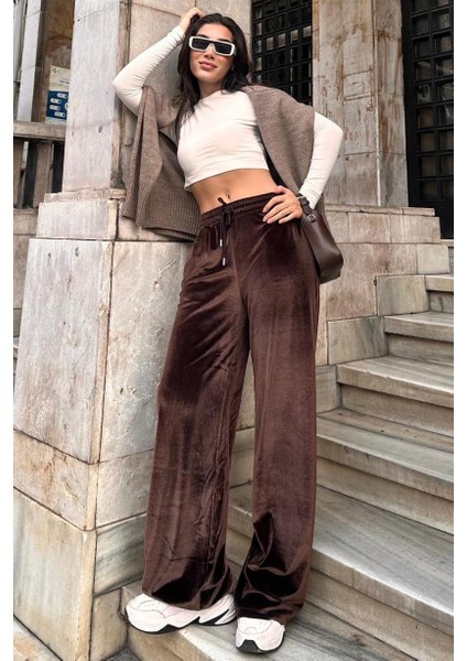 Kahverengi Bol Paça Kadife Pantolon MG2283 indirimleri