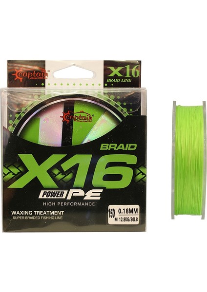 X16 Power Pe 16 Örgü Spin Ip Misina 150MT Light Green