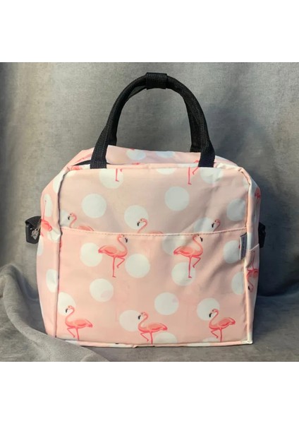 Yerli Üretim Flamingo Desenli Termal Yemek Taşıma Çantası