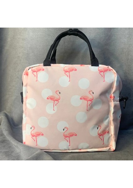 Yerli Üretim Flamingo Desenli Termal Yemek Taşıma Çantası