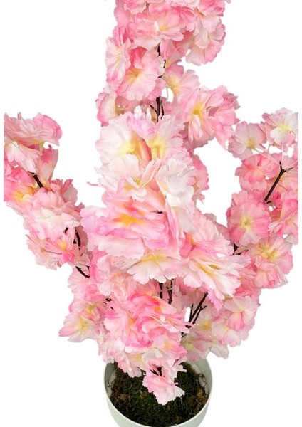 Yapay Ağaç Bahardalı Ağacı Pembe Japon Kiraz Çiçeği Sakura Çiçeği 70 cm Beyaz Plastik Saksılı fiyatları