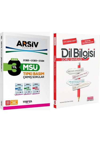 MSÜ Son 3 Yıl Arşiv Serisi Tıpkı Basım Çıkmış Sorular ve AKM Dil Bilgisi Soru Bankası Seti