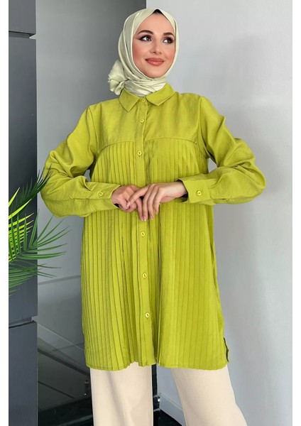 Önü Pileli Kadın Tesettür Gömlek P-00011153