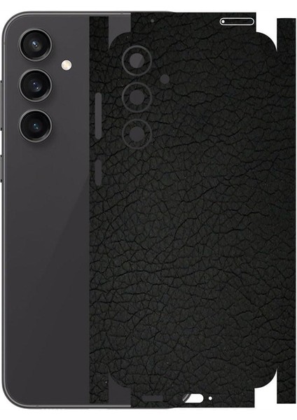 Samsung Galaxy S23 Fe ile Uyumlu Deri Desenli Siyah Arka Kaplama