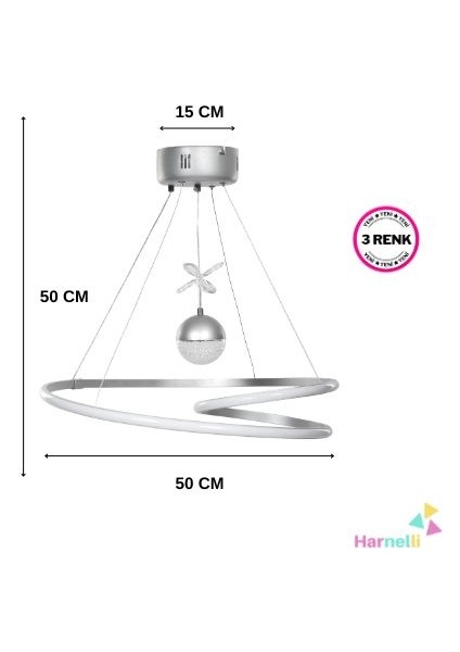 3 Renk Yanabilen Şeker Top Aksesuarlı Modern Ledli Avize