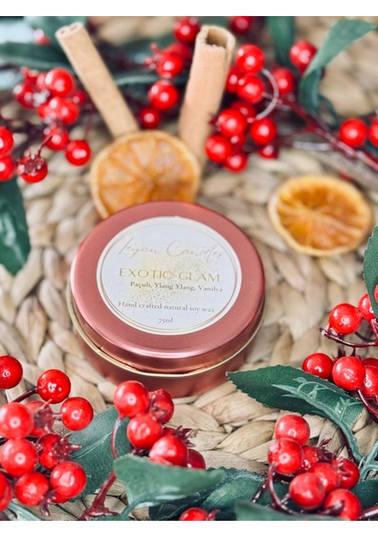 Leyan Lifestyle Exotic Glam Paçuli -Ylang Ylang - Vanilya Doğal Soya Mumu 75 ml Metal Kutu Rose Gold modelleri