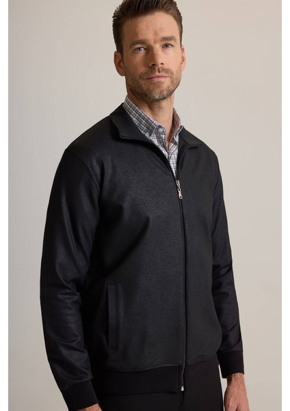 Erkek Siyah Fermuarlı Sweatshirt modelleri