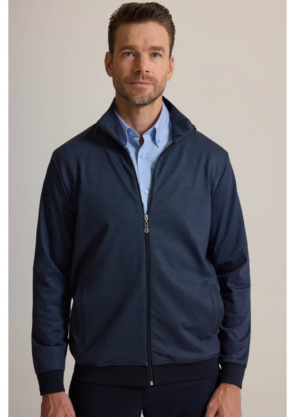 Erkek Lacivert Desenli Fermuarlı Sweatshirt fırsatları