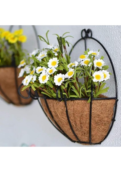 Çiçek Sepeti Duvar Saksısı Kapı Sepeti Coco Elyaf Makreme Saksı 25CM