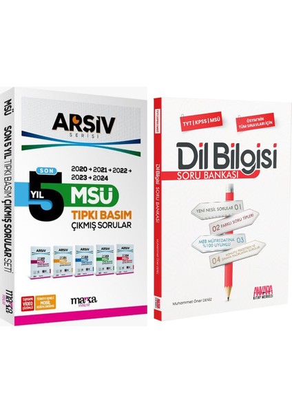 MSÜ Son 5 Yıl Arşiv Serisi Tıpkı Basım Çıkmış Sorular ve Akm Dil Bilgisi Soru Bankası Seti