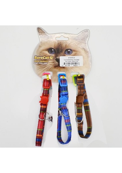 Kedi Boyun Tasması Ekose Desenli 10mm28cm (3 Lü)