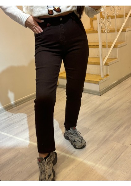 Mom Fit Boru Paça Likralı Yüksek Bel Jean fiyatları